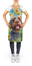 Load image into Gallery viewer, Wirehaired Pointing Griffon in Sunflowers Apron – Artist-Designed Kitchen, BBQ &amp; Craft Apron