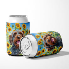 Load image into Gallery viewer, Wirehaired Pointing Griffon in Sunflowers Can or Bottle Hugger