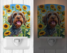 Load image into Gallery viewer, Wirehaired Pointing Griffon in Sunflowers Ceramic Night Light