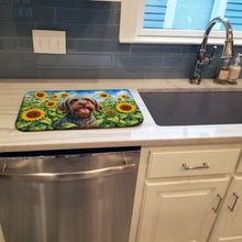 Load image into Gallery viewer, Wirehaired Pointing Griffon in Sunflowers Dish Drying Mat Absorbent Dish Drying Mat Pad for Kitchen Counter Dish Drainer Mat for Countertop, 14 x 21", Multicolor