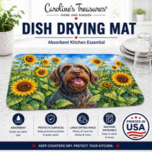 Load image into Gallery viewer, Wirehaired Pointing Griffon in Sunflowers Dish Drying Mat Absorbent Dish Drying Mat Pad for Kitchen Counter Dish Drainer Mat for Countertop, 14 x 21", Multicolor