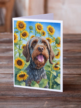Load image into Gallery viewer, Wirehaired Pointing Griffon in Sunflowers Greeting Cards - Blank Note Cards – 8-Pack of Artist-Designed Cards with Envelopes