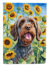 Load image into Gallery viewer, Wirehaired Pointing Griffon in Sunflowers Garden Flag – Bright Dog-Themed Yard Decor