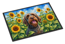 Load image into Gallery viewer, Wirehaired Pointing Griffon in Sunflowers Doormat Front Door Mat Indoor Outdoor Rugs for Entryway, Non Slip Washable Low Pile, 18H X 27W