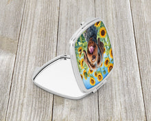 Load image into Gallery viewer, Wirehaired Pointing Griffon in Sunflowers Compact Mirror – Stylish Purse Mirror with Artistic Covers