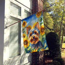 Load image into Gallery viewer, Yorkshire Terrier in Sunflowers House Flag