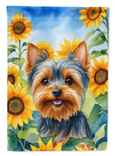 Load image into Gallery viewer, Yorkshire Terrier in Sunflowers House Flag