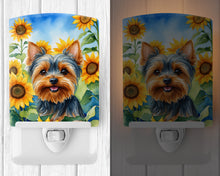 Load image into Gallery viewer, Yorkshire Terrier in Sunflowers Ceramic Night Light