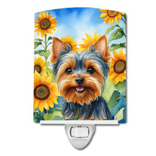 Load image into Gallery viewer, Yorkshire Terrier in Sunflowers Ceramic Night Light