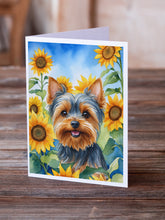 Load image into Gallery viewer, Yorkshire Terrier in Sunflowers Greeting Cards - Blank Note Cards – 8-Pack of Artist-Designed Cards with Envelopes