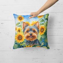 Load image into Gallery viewer, Yorkshire Terrier in Sunflowers Throw Pillow
