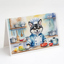Load image into Gallery viewer, Alaskan Klee Kai The Chef Greeting Cards - Blank Note Cards – 8-Pack of Artist-Designed Cards with Envelopes