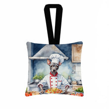 Load image into Gallery viewer, American Hairless Terrier The Chef Hanging Square Fabric Ornament 3.5 × 3.5