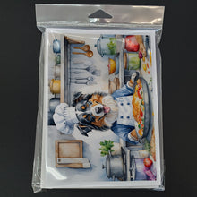 Load image into Gallery viewer, Australian Shepherd The Chef Greeting Cards - Blank Note Cards – 8-Pack of Artist-Designed Cards with Envelopes