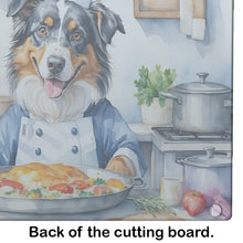 Load image into Gallery viewer, Australian Shepherd The Chef Glass Cutting Boards – Durable, Decorative Kitchen Art