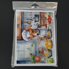 Load image into Gallery viewer, Basenji The Chef Greeting Cards - Blank Note Cards – 8-Pack of Artist-Designed Cards with Envelopes