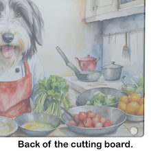 Load image into Gallery viewer, Bearded Collie The Chef Glass Cutting Boards – Durable, Decorative Kitchen Art