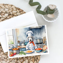 Load image into Gallery viewer, Bedlington Terrier The Chef Greeting Cards - Blank Note Cards – 8-Pack of Artist-Designed Cards with Envelopes