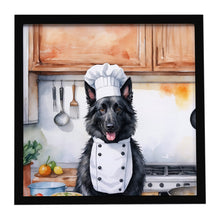 Load image into Gallery viewer, Belgian Sheepdog The Chef Framed Metal Print