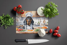 Load image into Gallery viewer, Black and Tan Coonhound The Chef Glass Cutting Boards – Durable, Decorative Kitchen Art