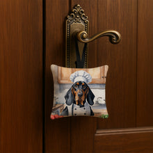 Load image into Gallery viewer, Black and Tan Coonhound The Chef Hanging Square Fabric Ornament 3.5 × 3.5