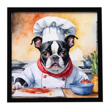 Load image into Gallery viewer, Boston Terrier The Chef Framed Metal Print