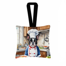 Load image into Gallery viewer, Boston Terrier The Chef Hanging Square Fabric Ornament 3.5 × 3.5