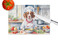Load image into Gallery viewer, Brittany Spaniel The Chef Glass Cutting Boards – Durable, Decorative Kitchen Art