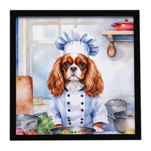 Load image into Gallery viewer, Cavalier Spaniel The Chef Framed Metal Print