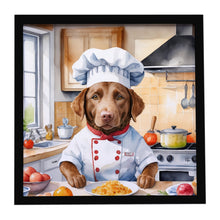 Load image into Gallery viewer, Chesapeake Bay Retriever The Chef Framed Metal Print