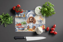 Load image into Gallery viewer, Cocker Spaniel The Chef Glass Cutting Boards – Durable, Decorative Kitchen Art