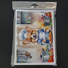 Load image into Gallery viewer, Corgi The Chef Greeting Cards - Blank Note Cards – 8-Pack of Artist-Designed Cards with Envelopes