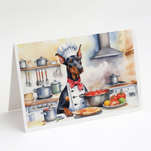 Load image into Gallery viewer, Doberman Pinscher The Chef Greeting Cards - Blank Note Cards – 8-Pack of Artist-Designed Cards with Envelopes