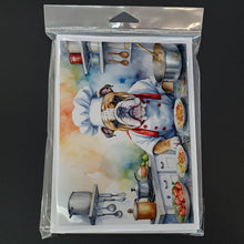 Load image into Gallery viewer, English Bulldog The Chef Greeting Cards - Blank Note Cards – 8-Pack of Artist-Designed Cards with Envelopes