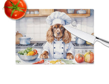 Load image into Gallery viewer, English Cocker Spaniel The Chef Glass Cutting Boards – Durable, Decorative Kitchen Art