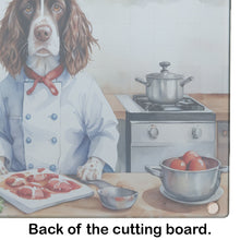 Load image into Gallery viewer, English Springer Spaniel The Chef Glass Cutting Boards – Durable, Decorative Kitchen Art