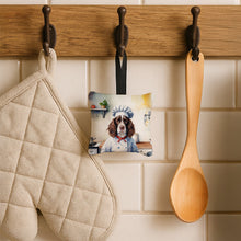Load image into Gallery viewer, English Springer Spaniel The Chef Hanging Square Fabric Ornament 3.5 × 3.5