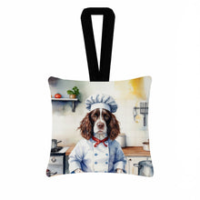 Load image into Gallery viewer, English Springer Spaniel The Chef Hanging Square Fabric Ornament 3.5 × 3.5