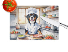 Load image into Gallery viewer, Greater Swiss Mountain Dog The Chef Glass Cutting Boards – Durable, Decorative Kitchen Art