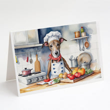Load image into Gallery viewer, Greyhound The Chef Greeting Cards - Blank Note Cards – 8-Pack of Artist-Designed Cards with Envelopes
