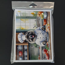 Load image into Gallery viewer, Keeshond The Chef Greeting Cards - Blank Note Cards – 8-Pack of Artist-Designed Cards with Envelopes