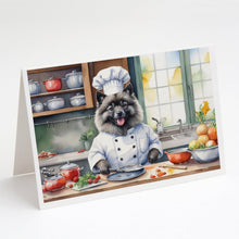 Load image into Gallery viewer, Keeshond The Chef Greeting Cards - Blank Note Cards – 8-Pack of Artist-Designed Cards with Envelopes