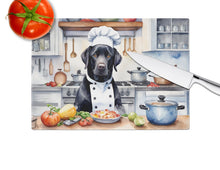 Load image into Gallery viewer, Black Labrador Retriever The Chef Glass Cutting Boards – Durable, Decorative Kitchen Art