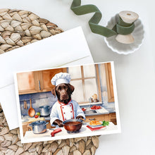 Load image into Gallery viewer, Chocolate Labrador Retriever The Chef Greeting Cards - Blank Note Cards – 8-Pack of Artist-Designed Cards with Envelopes