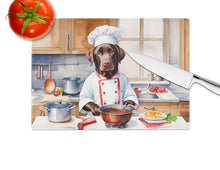 Load image into Gallery viewer, Chocolate Labrador Retriever The Chef Glass Cutting Boards – Durable, Decorative Kitchen Art