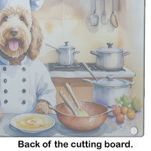 Load image into Gallery viewer, Labradoodle The Chef Glass Cutting Boards – Durable, Decorative Kitchen Art