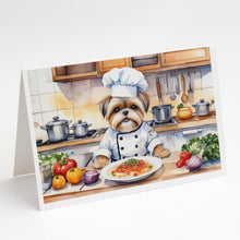 Load image into Gallery viewer, Lhasa Apso The Chef Greeting Cards - Blank Note Cards – 8-Pack of Artist-Designed Cards with Envelopes