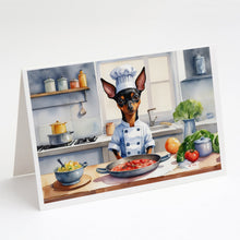 Load image into Gallery viewer, Miniature Pinscher The Chef Greeting Cards - Blank Note Cards – 8-Pack of Artist-Designed Cards with Envelopes