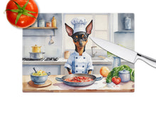 Load image into Gallery viewer, Miniature Pinscher The Chef Glass Cutting Boards – Durable, Decorative Kitchen Art