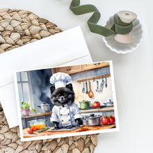 Load image into Gallery viewer, Pomeranian The Chef Greeting Cards - Blank Note Cards – 8-Pack of Artist-Designed Cards with Envelopes